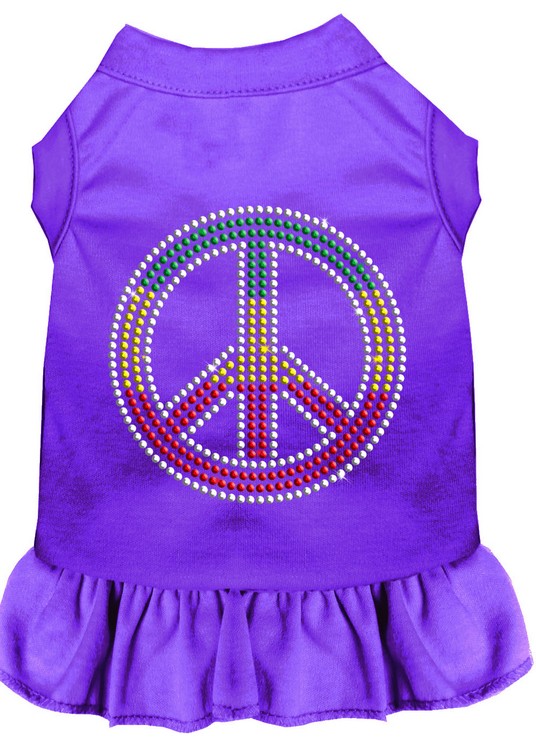 Rhinestone Rasta Peace Dress Purple XS